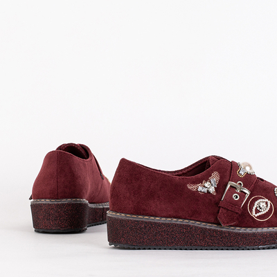 Burgundy low shoes with Lagerrla decorations - Footwear