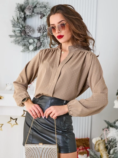Royalfashion Women's shirt with rhinestones
