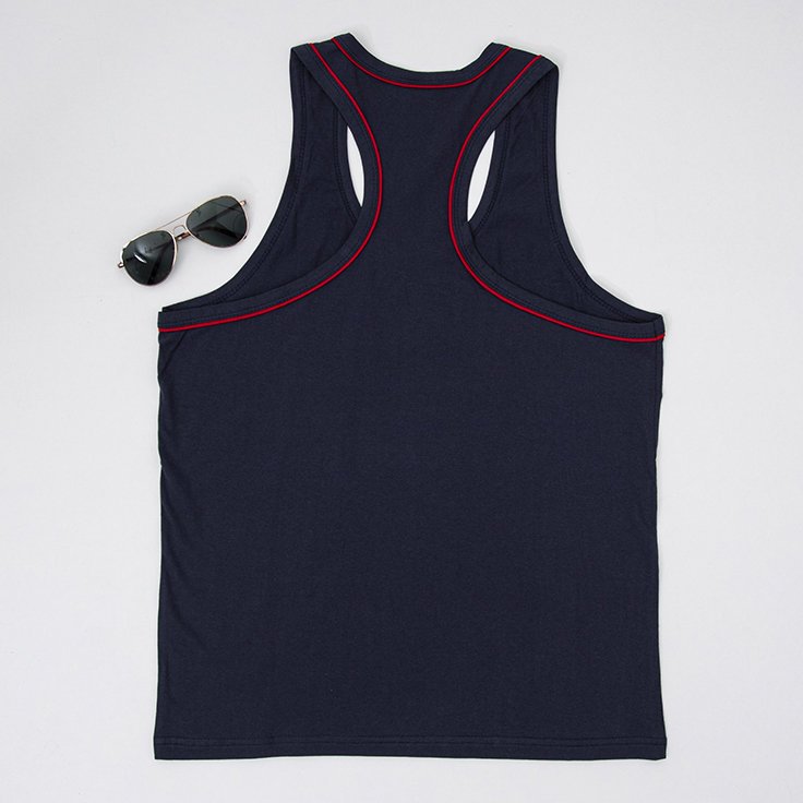 Cotton navy blue men's sleeveless shirt - Clothing