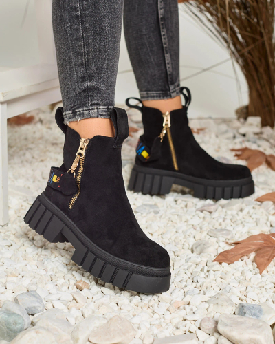 Royalfashion Черные женские сапоги из экозамши Poirop