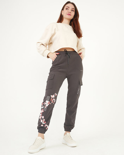 Women's cargo pants, gray - Clothing