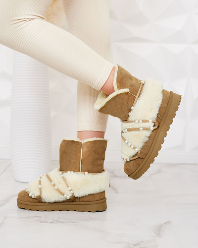 Royalfashion Women's snow boots with pearls Cuvilav