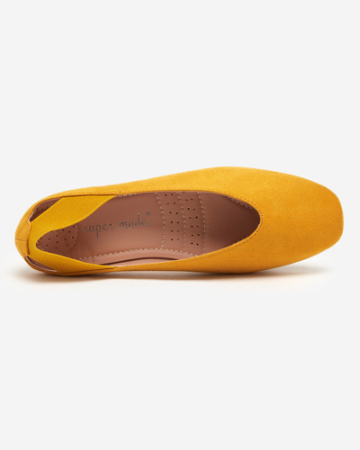 Yellow women's ballerinas with a square toe Lojara - Footwear