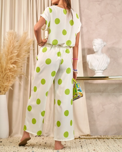 Royalfashion Green and white women's pea set