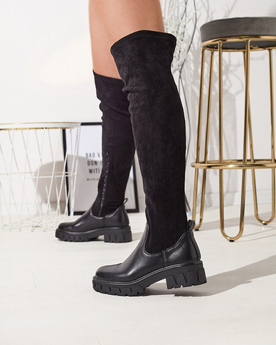 OUTLET Women's over-the-knee boots in black color Liki - Footwear