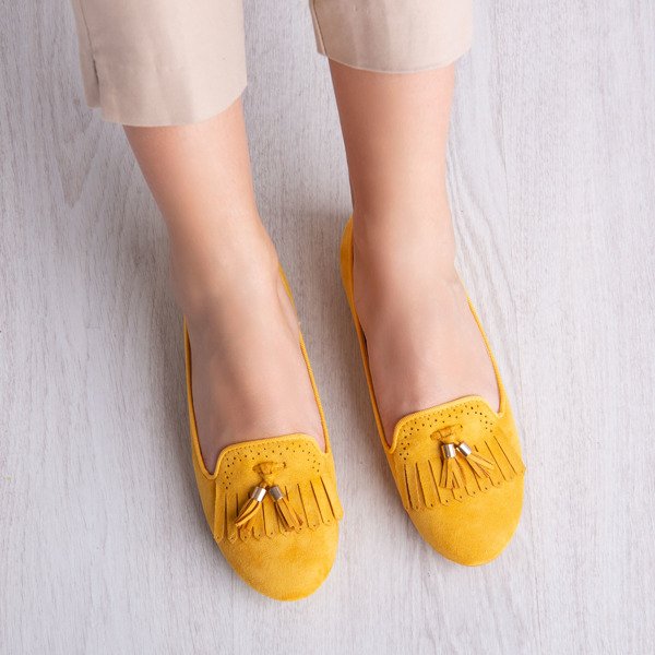 Taussima yellow fringed moccasins - Footwear