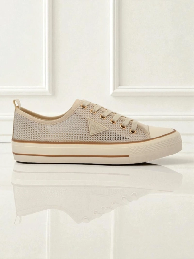 Aurelia Beige - women's fabric sneakers on a 3 cm flat sole