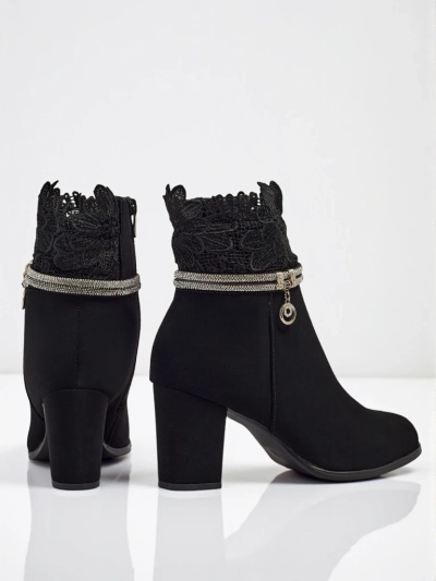 Women's Faux Leather Heeled Ankle Boots with Lace Kastrelle