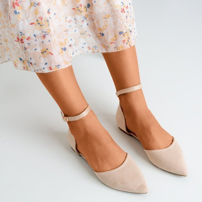 Beige ballerina shoes with Mosla pointed toe - Footwear 1