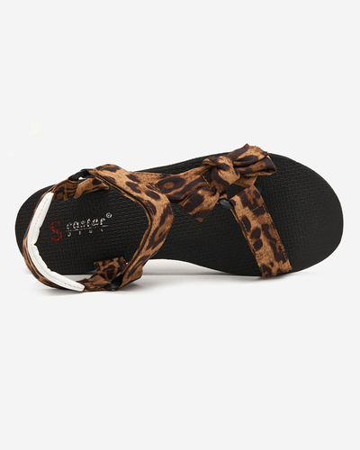 Ladies 'black sandals with leopard print stripes Lilien - Footwear