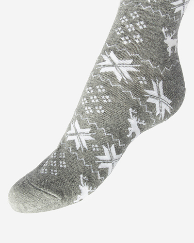 Women's Christmas over-the-knee socks in light gray- Underwear