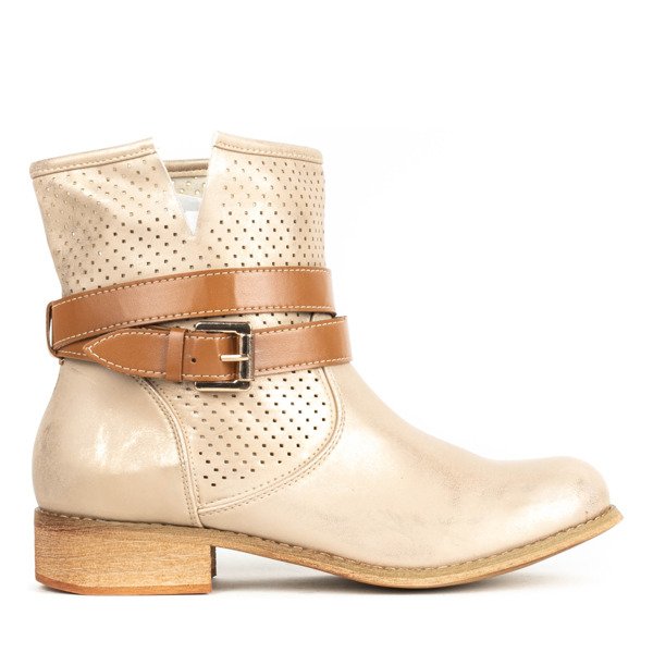 Golden boots with openwork finish Helin - Footwear 1