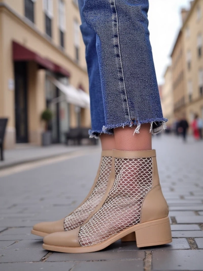 Royalfashion Sieviešu caurlaidīgas potīšu kurpes uz zema papēža Rowices