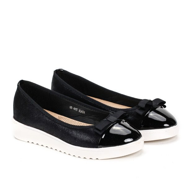 Czarne balerinki na platformie  - Obuwie