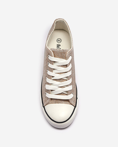 Gold women's sneakers on a hidden anchor with shiny thread Seggat- Footwear