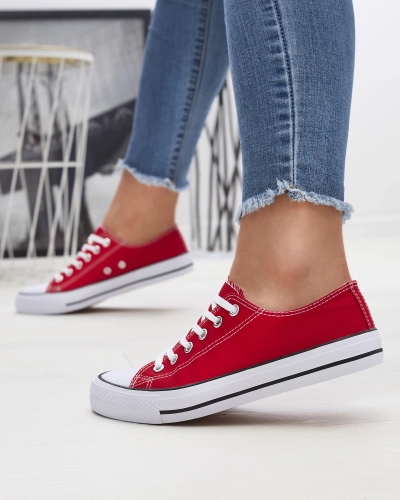 Red women's classic lace-up sneakers Ogisa - Footwear