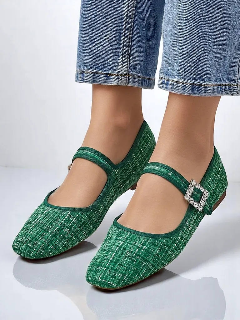 Женские ballet flats Royalfashion в клетку с пряжкой и ремешком Riffos