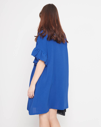 Women's navy blue knee-length dress - Clothing
