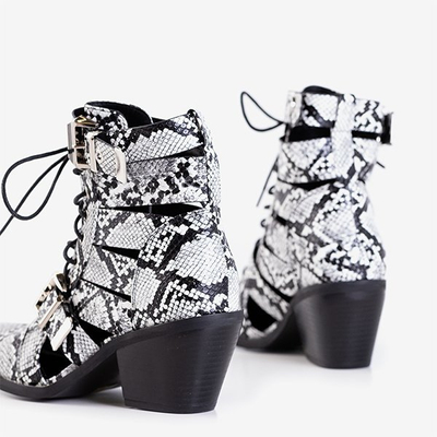 White - black women's cowboy boots with Ciarran buckles - Footwear