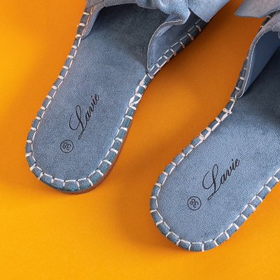 Blue women's slippers with a bow Bonehas - Footwear