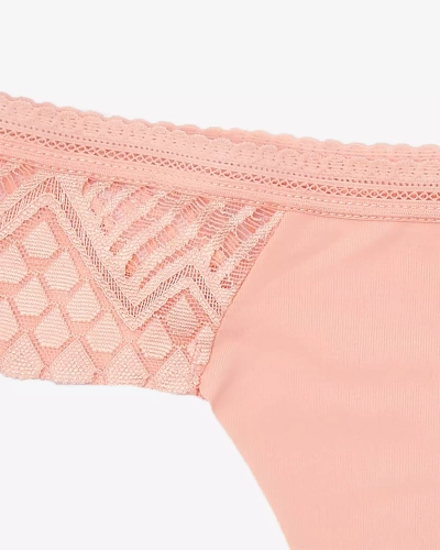 Koraļļu krāsas sieviešu stringi ar mežģīnēm - Apakšveļa