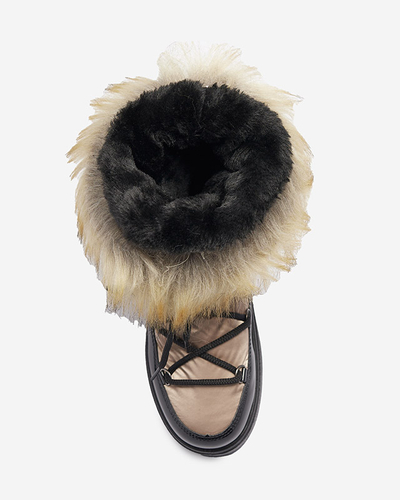 Женские лакированные сапоги-снежки золотисто-розового цвета Fursav- Footwear