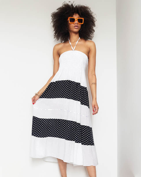 White polka dot maxi skirt PLUS SIZE - Clothing