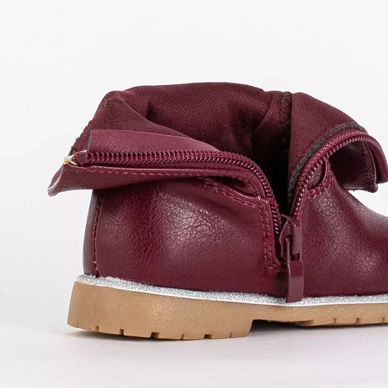 OUTLET Maroon girls' boots with decorative upper Nokimi- Footwear