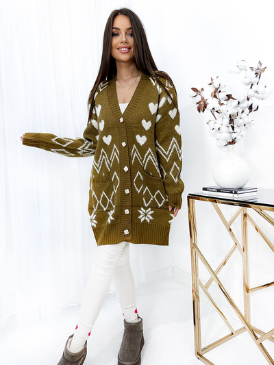 Royalfashion Sieviešu rakstains sinepju džemperis