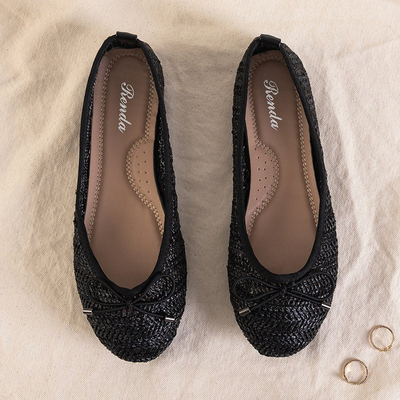 Черные женские плетеные балетки Wewo