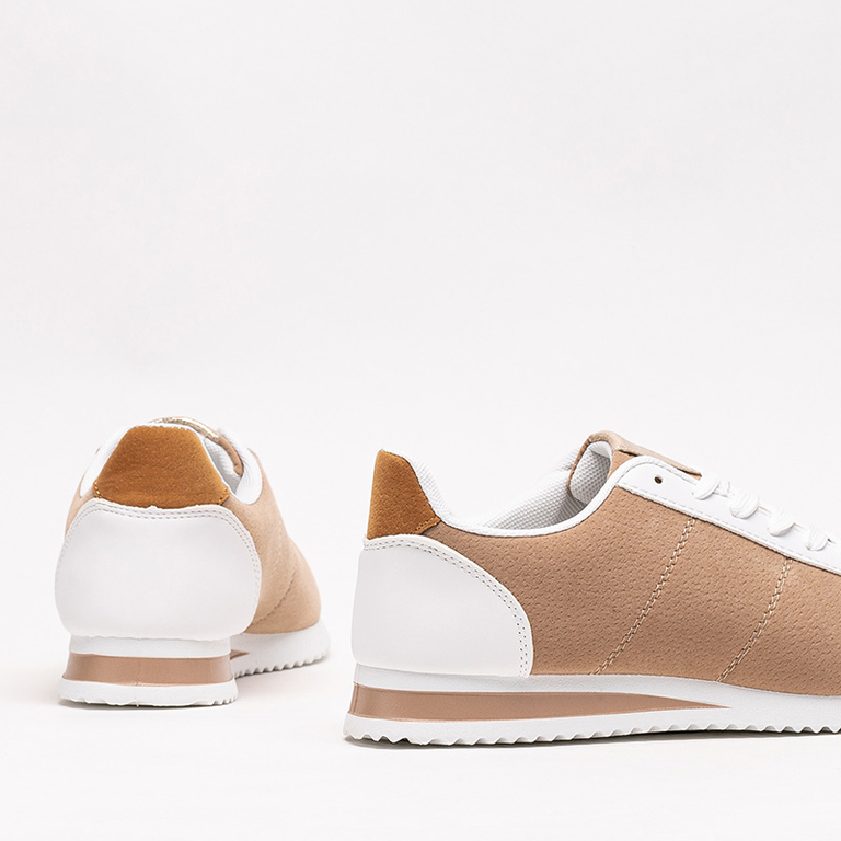 Beige women's flat sole sports shoes Soruti - Footwear