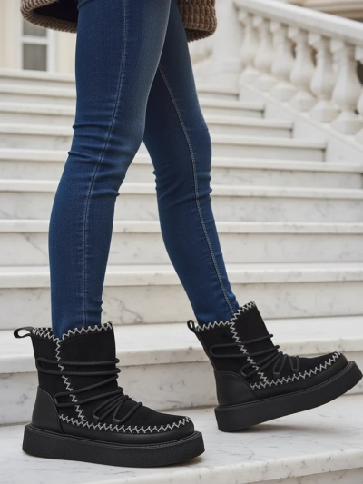 Royalfashion Women's Lace-Up Snow Boots Siozi