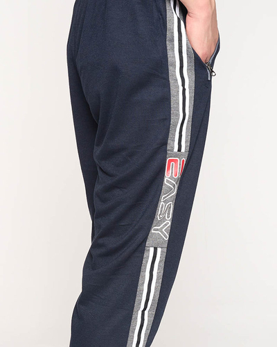Men's navy blue sweatpants with inscriptions - Clothing