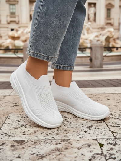 Royalfashion Ženski športni copati na natikanje Whites