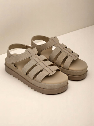 Женские сандалии Royalfashion Helena Classico платформа светло-коричневые