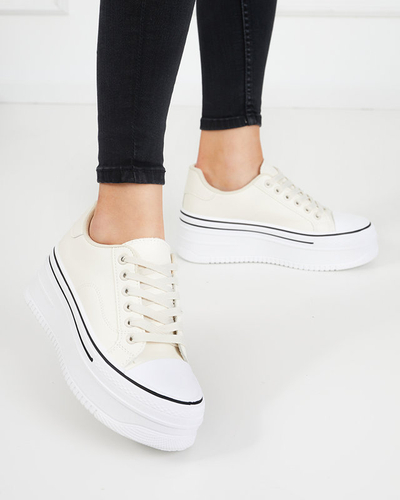 Women's cream sports shoes a'la sneakers Aniel - Footwear