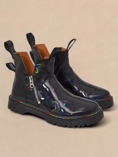 Melni lakoti sieviešu zābaki ar Odeta rāvējslēdzēju - Apavi