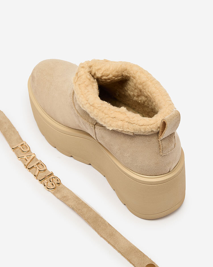 Royalfashion Beige women's shoes a'la snow boots with ornament Parisela
