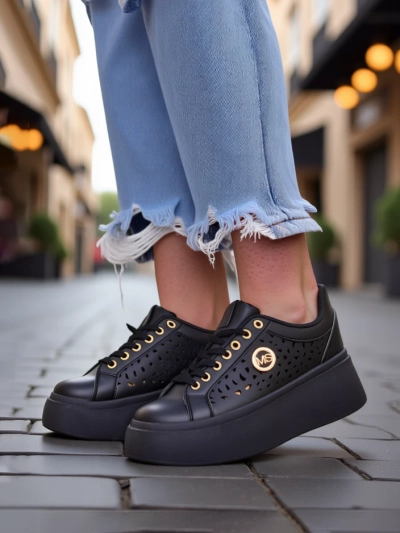 Aurelia Nero - Must Royalfashion öko-nahast platvorm, mudel LH201-8