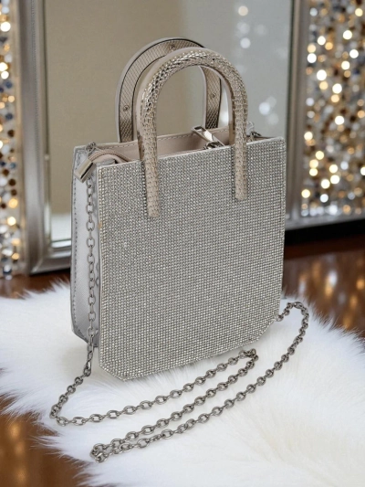Royalfashion Women's Envelope Clutch with Cubic Zirconia and Snake Glam Handles