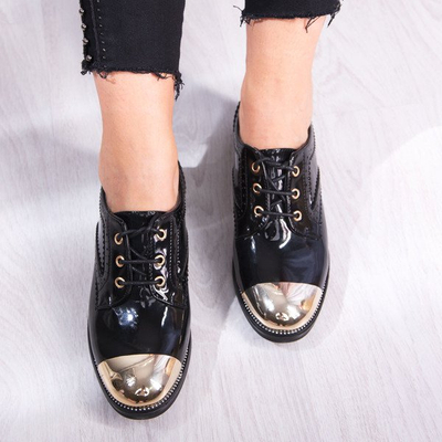 Black shoes with a golden toe Suit - Footwear