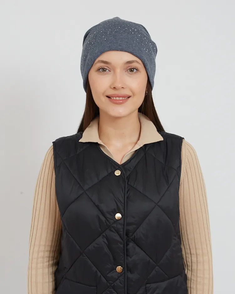 Royalfashion Women's beanie hat with rhinestones