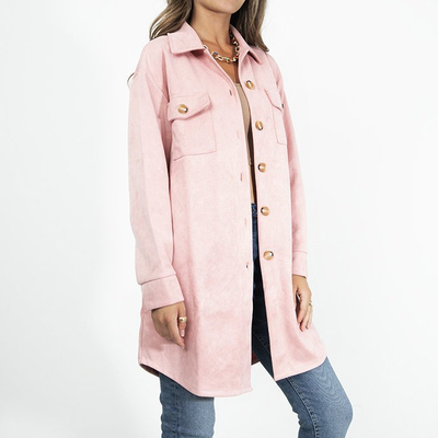 Women's pink eco-suede oversize shirt jacket - Clothing