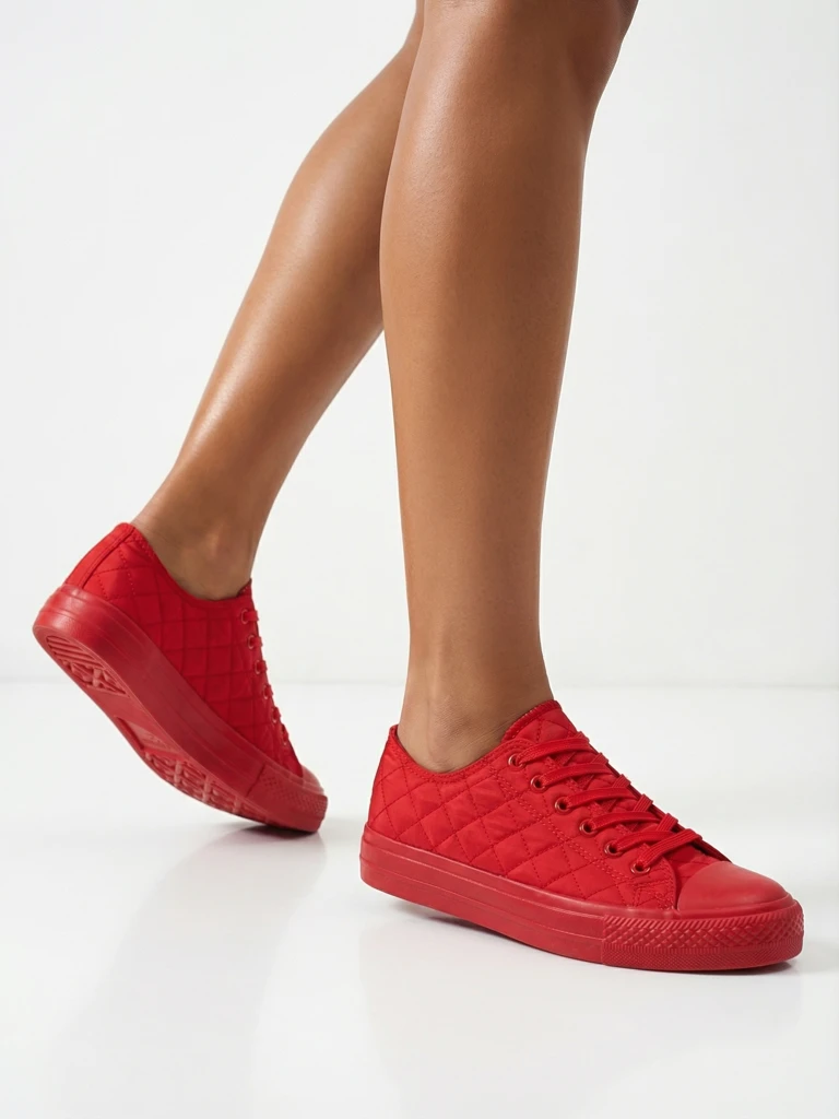 Trampki Damskie Stella Czerwone Tkaninowe Sportowe na Lato