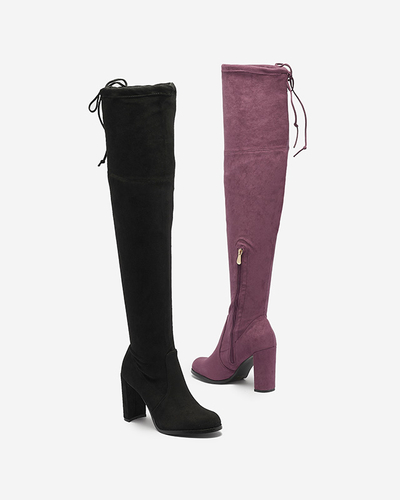 Black women's over-the-knee boots Qavoti Footwear