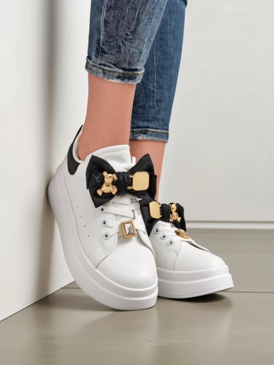 Royalfashion Women's platform sneakers with a bow Genimma