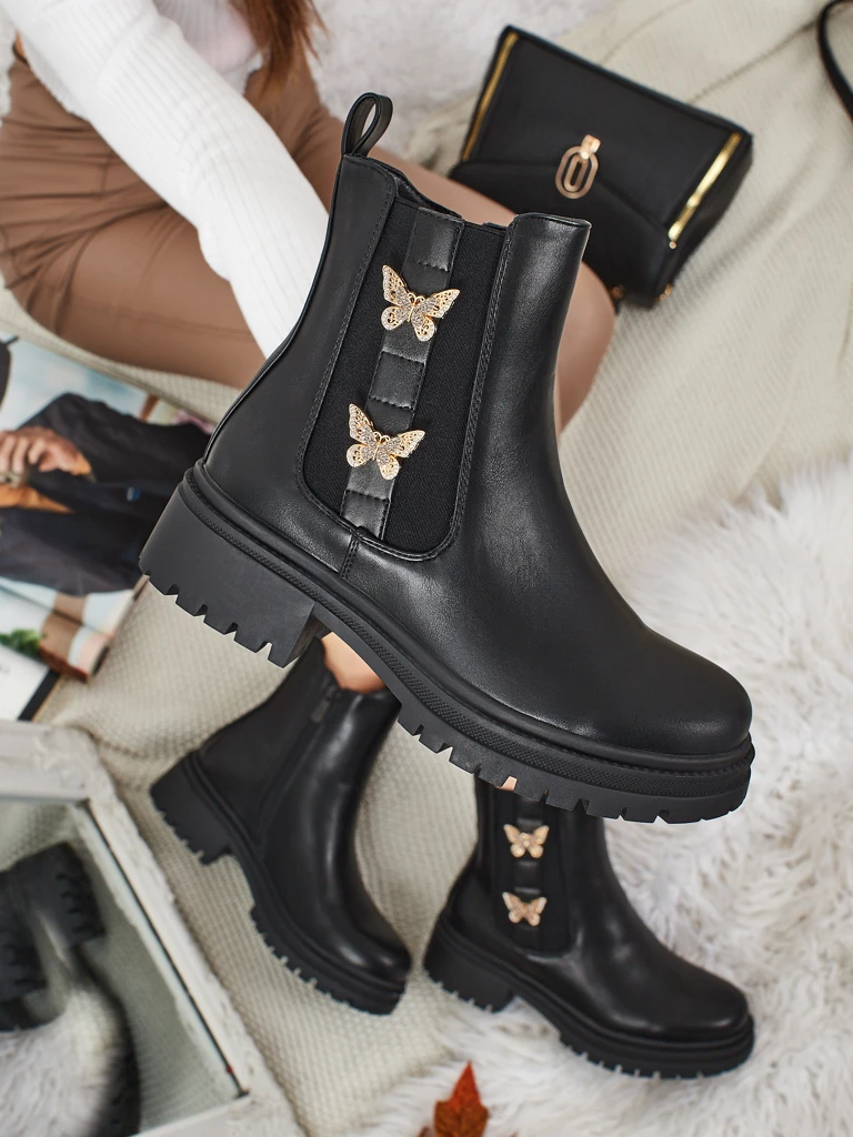 Eco-leather women's ankle boots with butterflies Bravelle