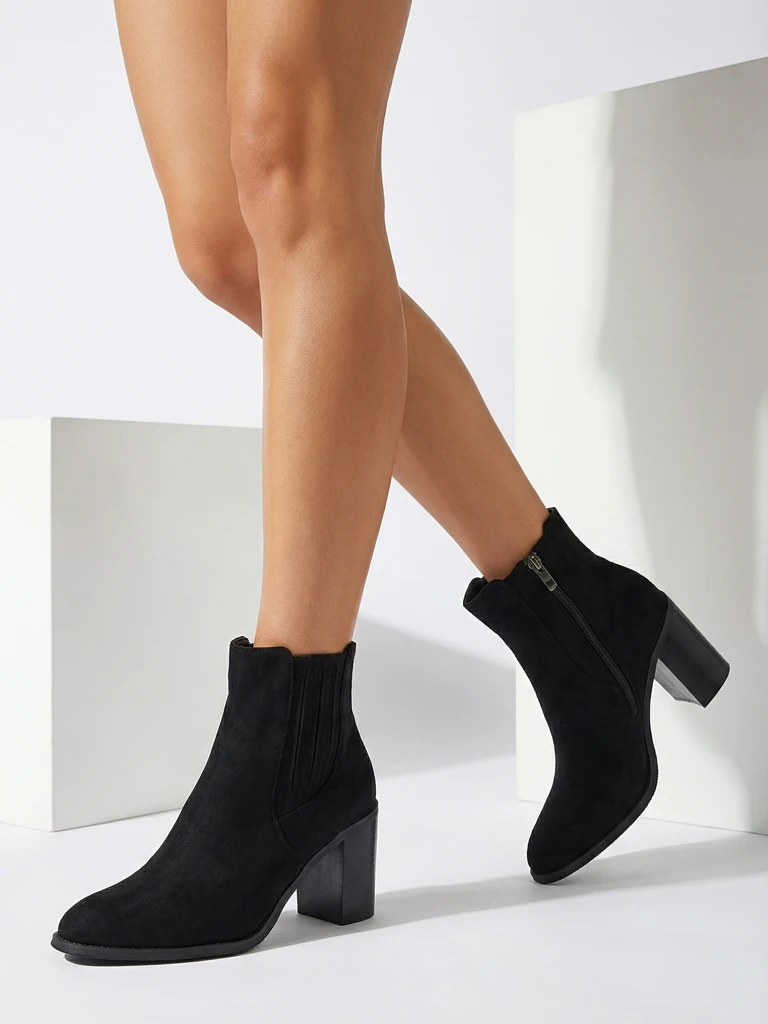 Women's Anell Eco-Suede Ankle Boots with Block Heel