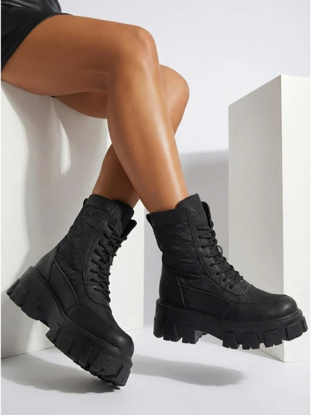 Eco-leather lace-up women's ankle boots Solvi