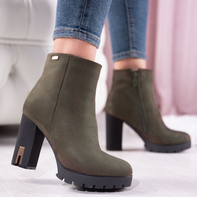 Zielone botki na wyższym słupku Teyoneas - Obuwie